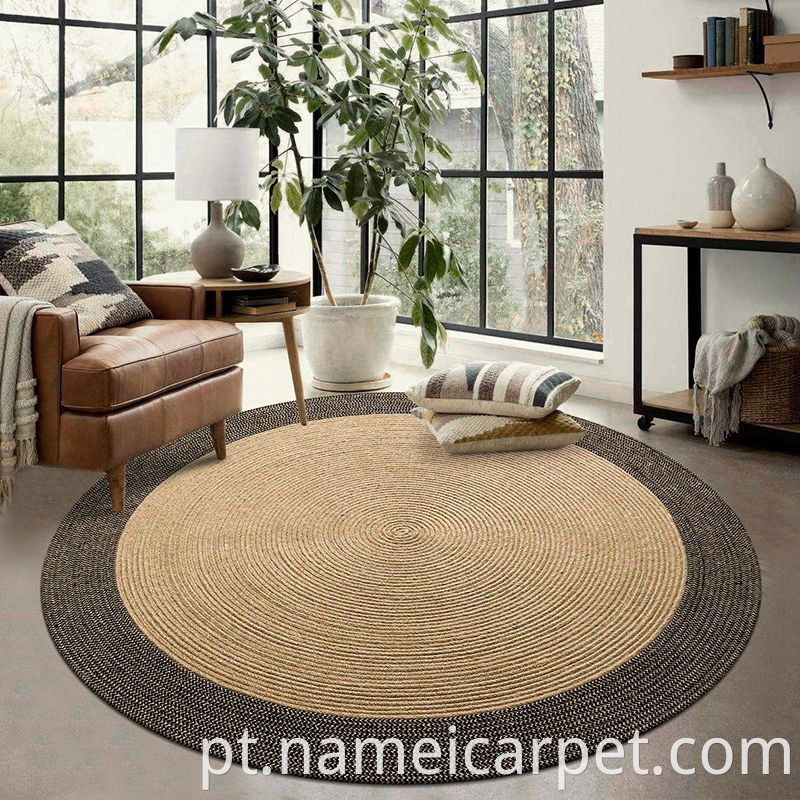 Living Room Jute Hemp Braided Woven Carpet Area Rugs